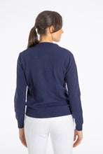 Laden Sie das Bild in den Galerie-Viewer, Soft cashmere sweater mod. DIANA with Round neck colours Blue/Grey (copia)