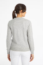 Laden Sie das Bild in den Galerie-Viewer, Soft cashmere sweater mod. DIANA with Round neck colours Blue/Grey (copia)