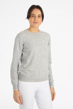 Laden Sie das Bild in den Galerie-Viewer, Soft cashmere sweater mod. DIANA with Round neck colours Blue/Grey (copia)