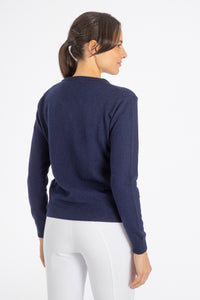 Soft cashmere sweater mod. DIANA with V neck colours Blue/Grey