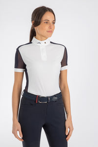 Ladies polo mod. ROSA with breathable insert White-White / White-Blue