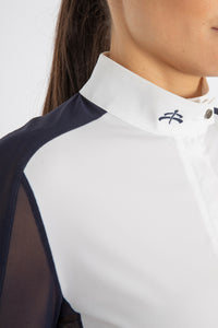 Ladies polo mod. ROSA with breathable insert White-White / White-Blue