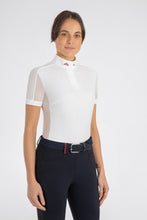 Load image into Gallery viewer, Ladies polo mod. ROSA with breathable insert White-White / White-Blue