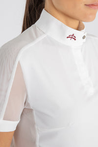 Ladies polo mod. ROSA with breathable insert White-White / White-Blue