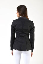 Load image into Gallery viewer, Ladies jacket | lady jacket | free movement system | comfort of movement | Makebe | clothing | equestrian | riding jacket | elegance | made in Italy | model TIFFANY | wool | insert in technical fabric | black |